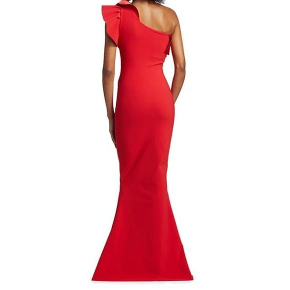 NWT Chiara Boni Kika Ra Ruffled One-Shoulder Trumpet Gown 48(12) $1090 - Picture 4 of 10